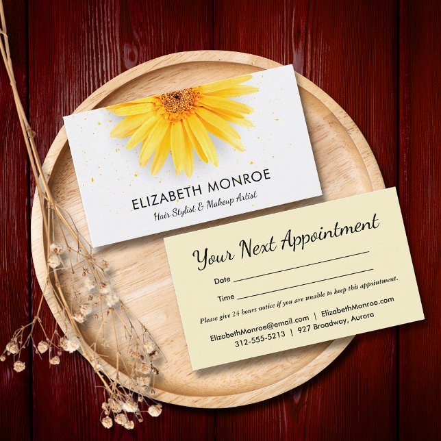 Yellow Daisy Salon Hair Stylist Appointment Card (Creator Uploaded)