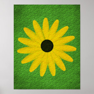 Yellow Daisy Textured Effect Floral Art  Poster