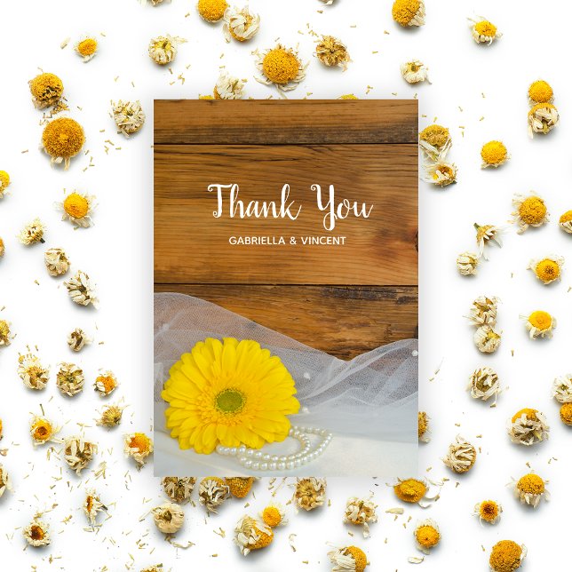 Yellow Daisy Veil Country Barn Wedding Thank You (Creator Uploaded)
