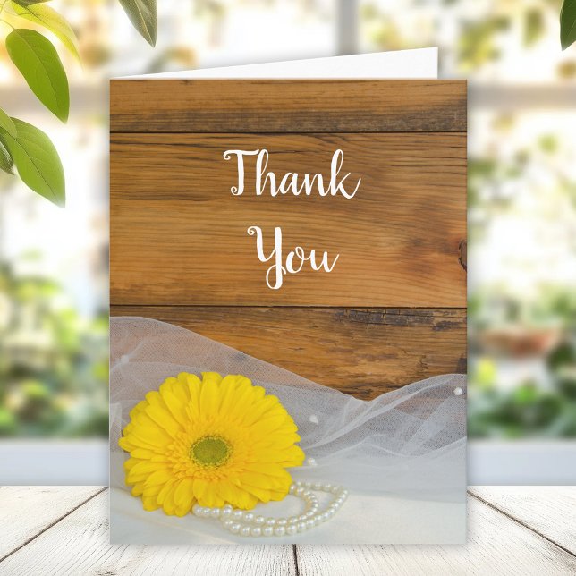 Yellow Daisy, Veil Country Barn Wedding Thank You (Creator Uploaded)