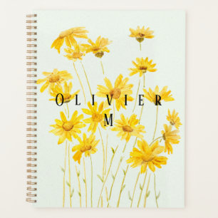 yellow daisy watercolour painting planner