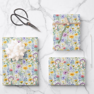 Yellow Daisy Wildflower Floral Pattern Wrapping Paper Sheet