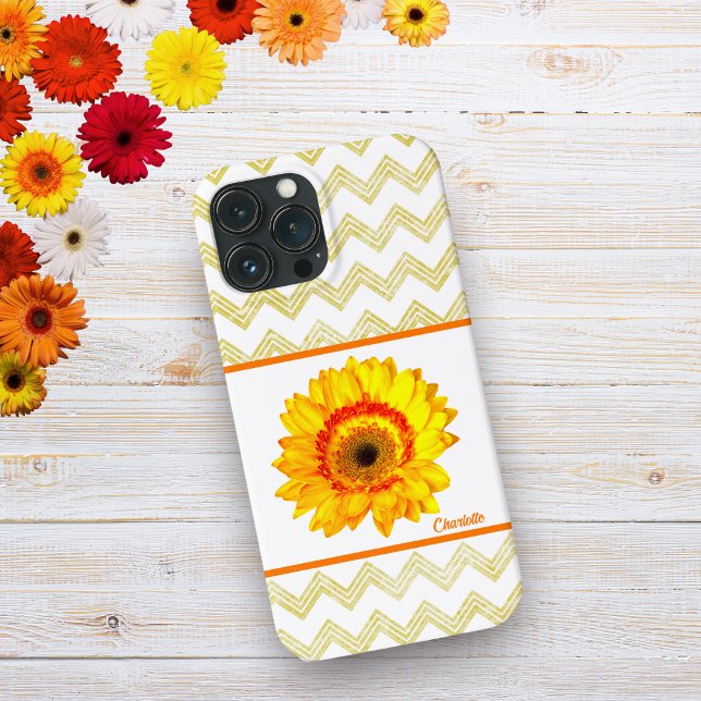 Yellow Daisy With Chevron Pattern Case-Mate iPhone Case (Creator Uploaded)