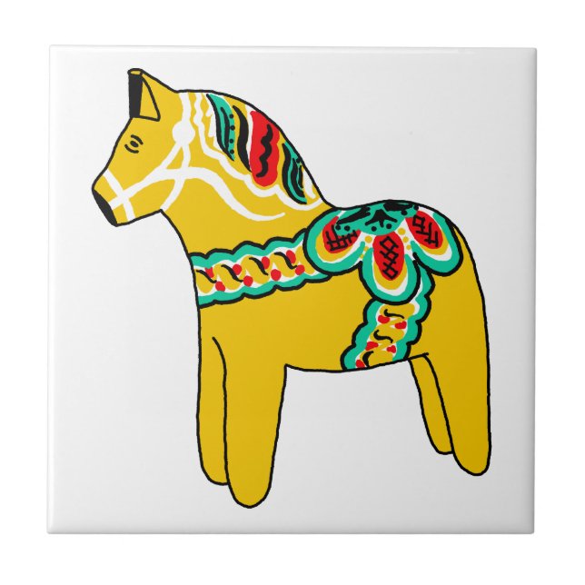 Yellow Dala Horse Ceramic Tile (Front)