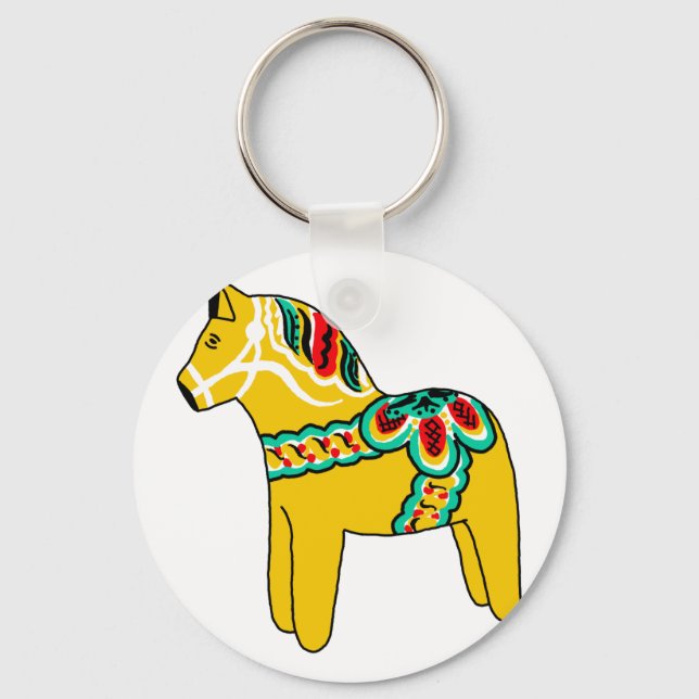 Yellow Dala Horse Key Ring (Front)