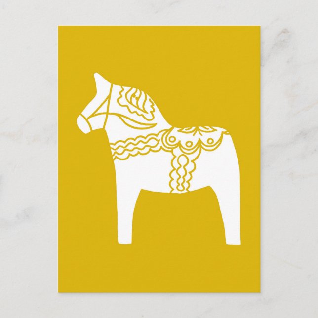 Yellow Dala Horse Postcard (Front)