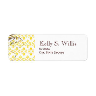 Yellow Damask Address Labels