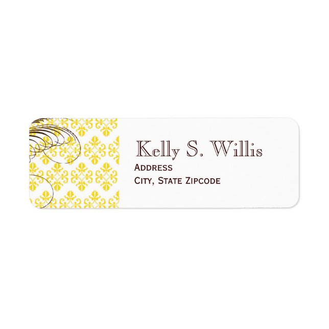 Yellow Damask Address Labels (Front)