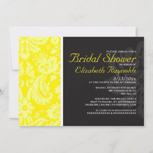 Yellow Damask Bridal Shower Invitations