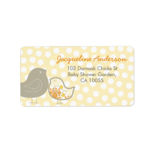 Yellow Damask Chicks Baby Shower Address Labels