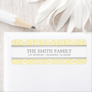 Yellow Damask Pattern Return Address Label