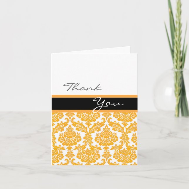 yellow damask thank you card (Front)