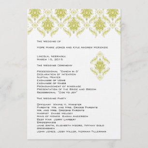 Yellow Damask Wedding Program