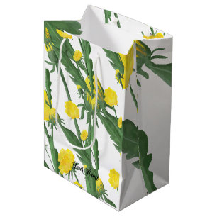 Yellow Dandelion Autumn Floral Botanical Medium Gift Bag