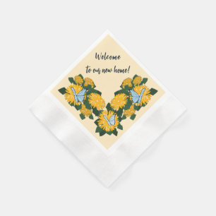 Yellow Dandelion Butterflies Welcome to New Home Napkin