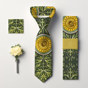 Yellow Dandelion Dream: Victorian Era Floral Men's Tie