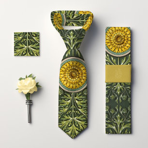 Yellow Dandelion Dream: Victorian Era Floral Men's Tie