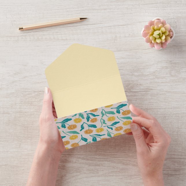 Yellow Dandelion Floral Pattern - Nature-Inspired  All In One Invitation (Video)