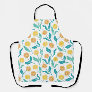Yellow Dandelion Floral Pattern - Nature-Inspired  Apron