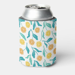 Yellow Dandelion Floral Pattern - Nature-Inspired Can Cooler