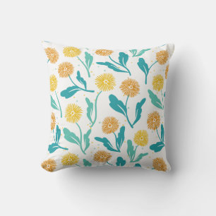 Yellow Dandelion Floral Pattern - Nature-Inspired  Cushion