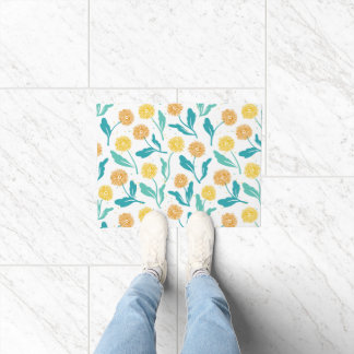 Yellow Dandelion Floral Pattern - Nature-Inspired  Doormat