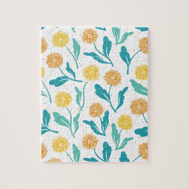 Yellow Dandelion Floral Pattern - Nature-Inspired  Jigsaw Puzzle (Vertical)