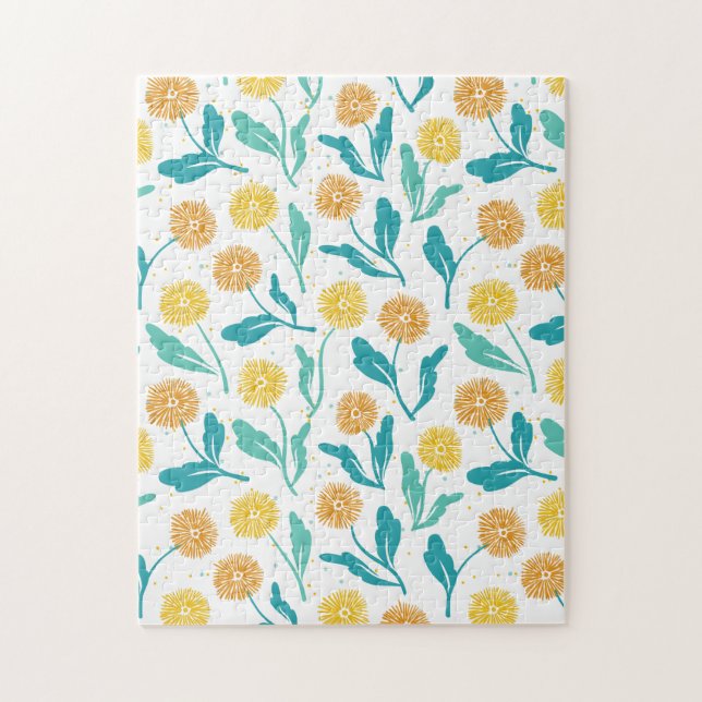 Yellow Dandelion Floral Pattern - Nature-Inspired  Jigsaw Puzzle (Vertical)