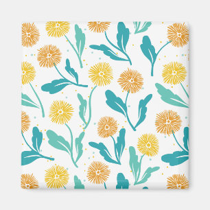 Yellow Dandelion Floral Pattern - Nature-Inspired Magnet