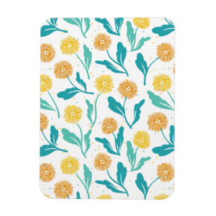 Yellow Dandelion Floral Pattern - Nature-Inspired  Magnet
