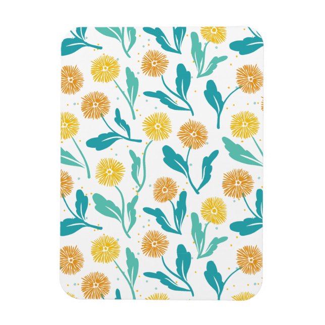 Yellow Dandelion Floral Pattern - Nature-Inspired  Magnet (Vertical)