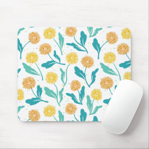 Yellow Dandelion Floral Pattern - Nature-Inspired Mouse Pad