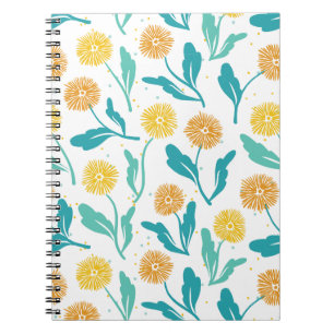 Yellow Dandelion Floral Pattern - Nature-Inspired  Notebook