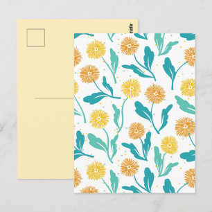 Yellow Dandelion Floral Pattern - Nature-Inspired Postcard