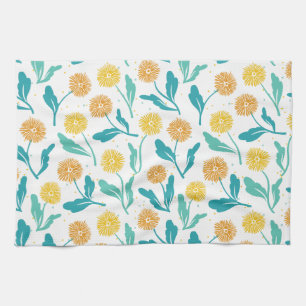 Yellow Dandelion Floral Pattern - Nature-Inspired Tea Towel