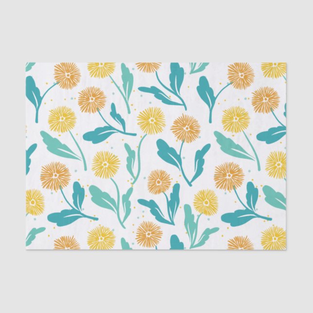 Yellow Dandelion Floral Pattern - Nature-Inspired  Tissue Paper (Front)