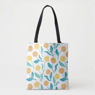 Yellow Dandelion Floral Pattern - Nature-Inspired  Tote Bag