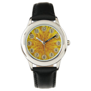Yellow Dandelion Flower Black Digits on any Colour Watch