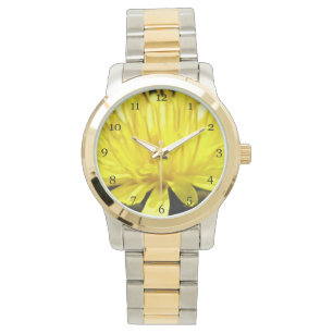 Yellow dandelion flower macro picture fashion watch