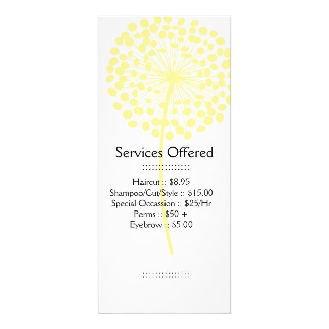 Yellow Dandelion Services Rack Card (Front)