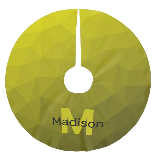 Yellow dark ombre geometric mesh pattern Monogram Brushed Polyester Tree Skirt (Front)