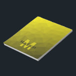 Yellow dark ombre geometric mesh pattern Monogram Notepad<br><div class="desc">Monogram Personalise with your custom initial and name. Yellow gold ombre gradient geometric mesh pattern. 
Triangle geometric mesh with light dark yellow gold black ombre gradient. 
pattern,  ombre,  mesh,  triangles,  geometry,  geometric, gradient,  cool,  
triangle,   bright,  pattern,  digital,  yellow,  gold,  black</div>