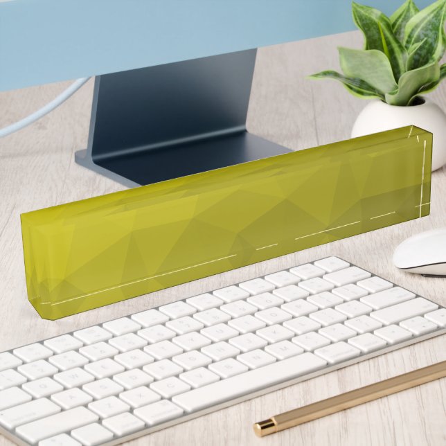 Yellow dark ombre gradient geometric mesh pattern nameplate