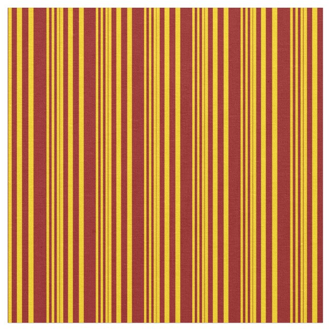 Yellow & Dark Red Striped/Lined Pattern Fabric (Close Up)