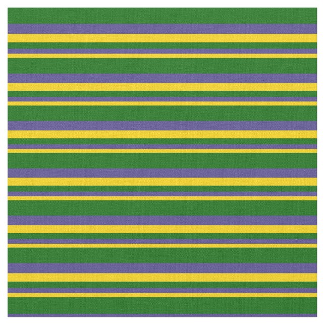 Yellow, Dark Slate Blue & Dark Green Lines Fabric (Close Up)