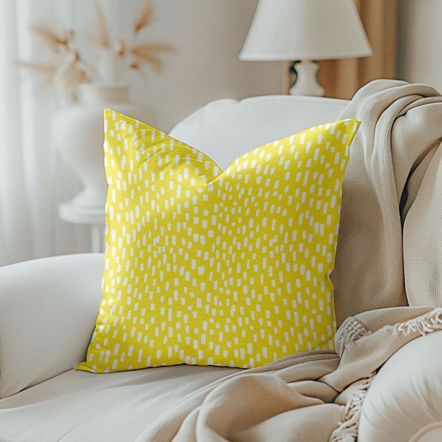 Yellow Dashingly Bright Cushion (Dashingly bright yellow square throw pillow)