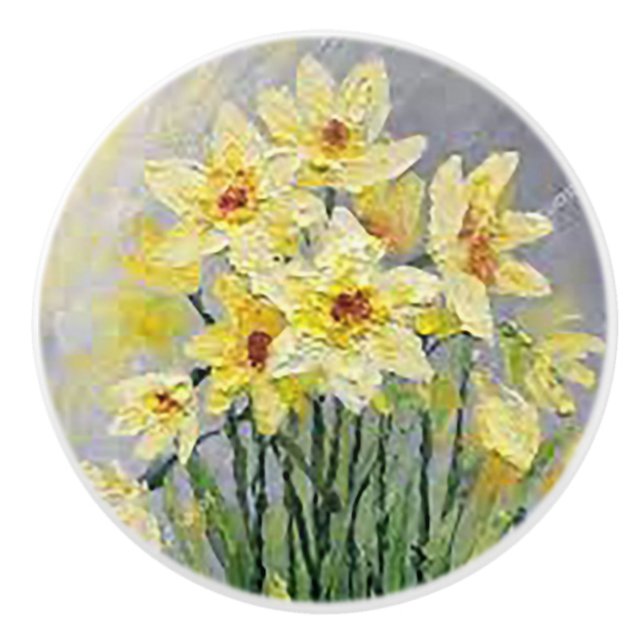 Yellow Day Lillies Ceramic Knob (Front)