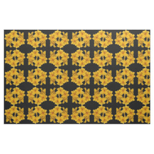 Yellow Daylily Abstract Pattern Fabric