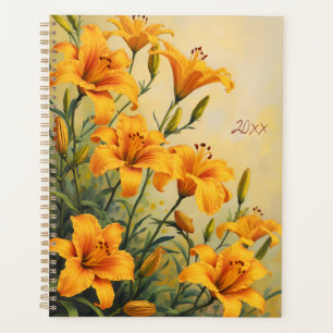 Yellow Daylily Floral Spiral-bound Botanical Planner