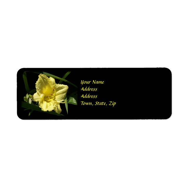 Yellow Daylily Flower Return Address Label (Front)